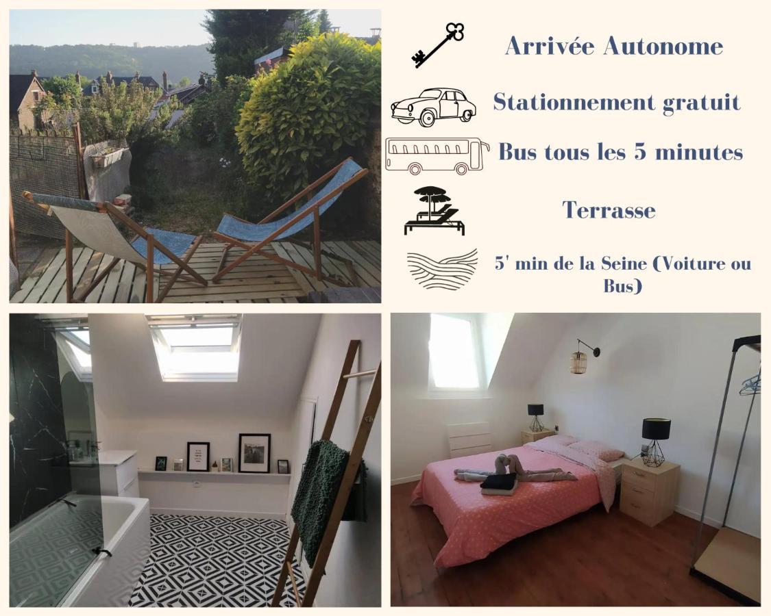 Deville-les-RouenLe Nid Normand Avec Terrasse - Stationnement Facile Et Gratuit - 5 Min Seineアパートメント エクステリア 写真